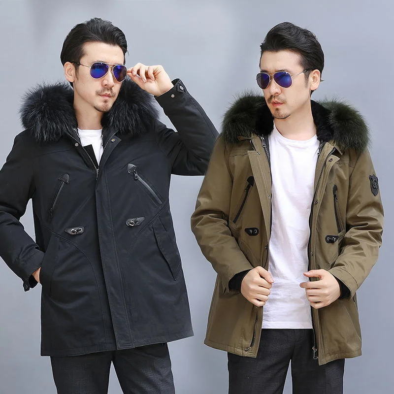 Men's Winter Clothing Hooded Men Jacket 100% Rex Rabbit Mens Jackets Real Fox Fur Coat 5XL Erkekler Parkas LXR422 men's genuine leather trench coats