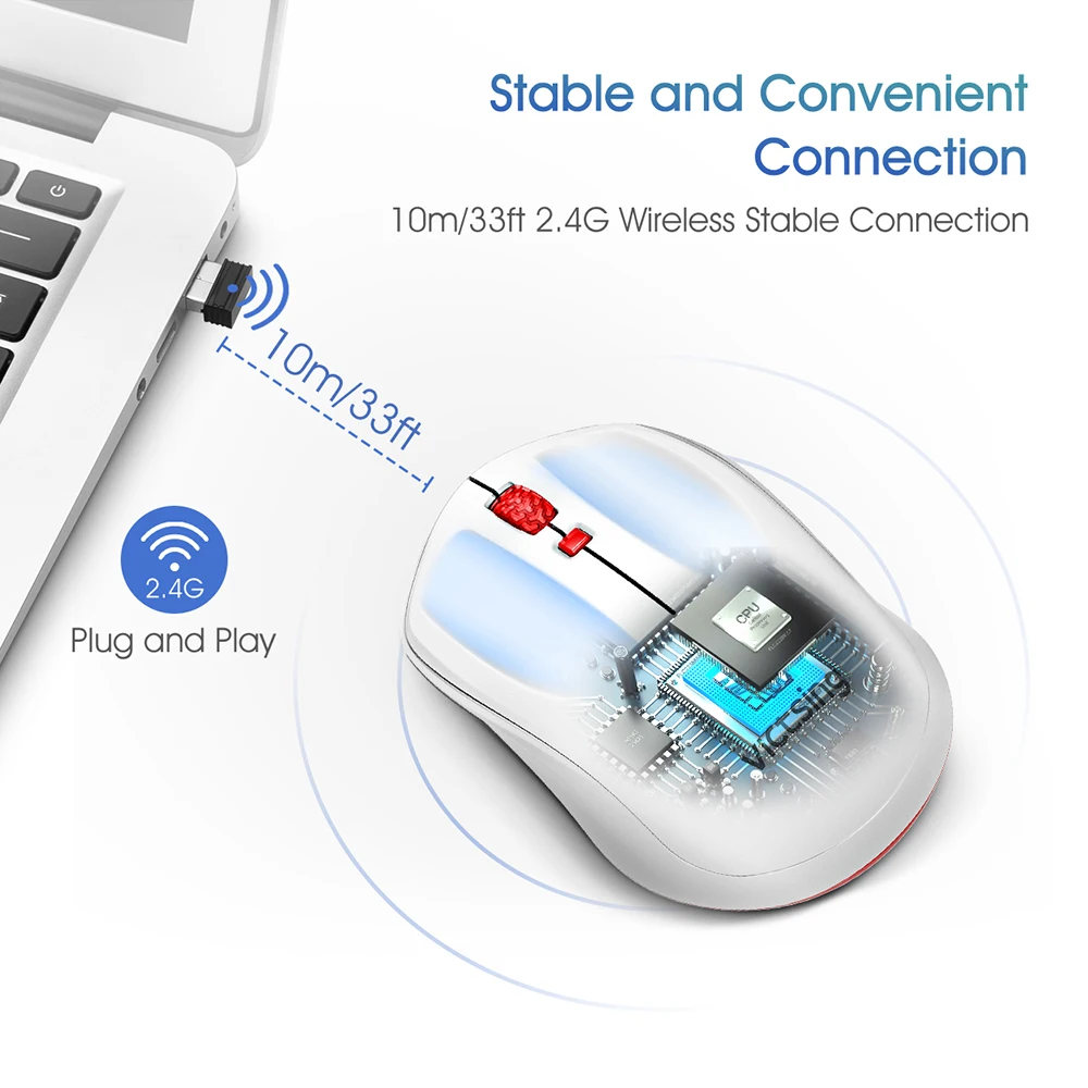 Беспроводная мышь VicTsing PC140 эргономичная оптическая usb высокой точности 1600 DPI 2 4