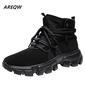 

2019 Autumn and Winter Warm Retro British Wind Men's Martin Boots Trend High To Help Round Head Comfortable Men's Boots
