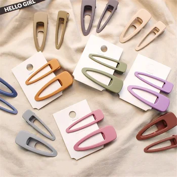 

2020 Hot sale New arrival 2PCS Korean texture scrub bangs hairpin BB hairpin girl simple side clip hairpin Hair Accessories