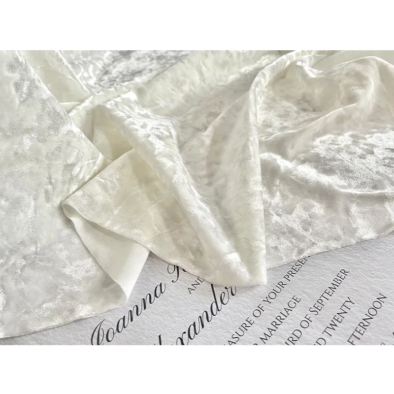 Soft elastic pendant pearl white luster crimped golden diamond velvet fabric spring and summer skirt handmade DIY | Дом и сад