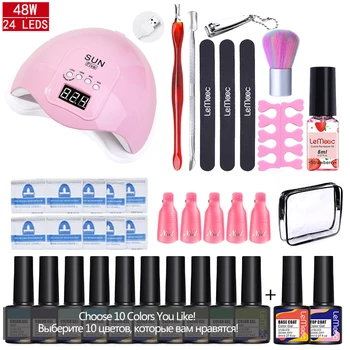 

LEMOOC Nail Set Nail Gel Polish Kit Soak Off Nail Art Varnish Manicures Tools Set UV LED Lamp Dryer Nail Art Learner DIY Design