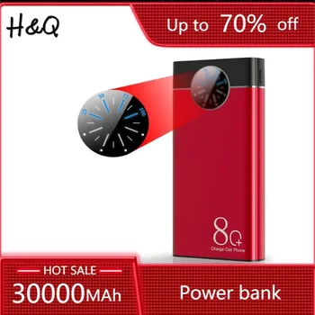 

30000mAh Power Bank Large Capacity Portable Phone Charger Watch Digital Display 2 USB Outdoor Travel PowerBank for Xiaomi IPhone