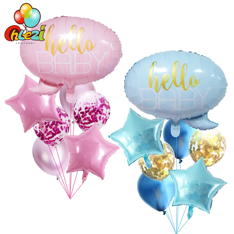 

5/7 шт., фольгированные воздушные шары «Hello Baby shower»