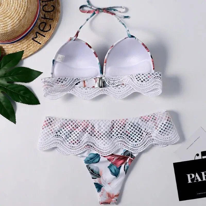 white bra and panty sets 2021 New Women's Bra Suit Bikini Split Swimsuit LACE BIKINI Women's Sexy Open Back Swimsuit Multicolor Strap Split Swimsuit bra and knicker sets