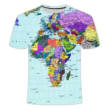 

2019 Summer 3D T Shirt Men World Map T-shirt Funny TShirts MaleShort Sleeve Tops Tee Fashion Mens Clothing Asian size S- 6XL