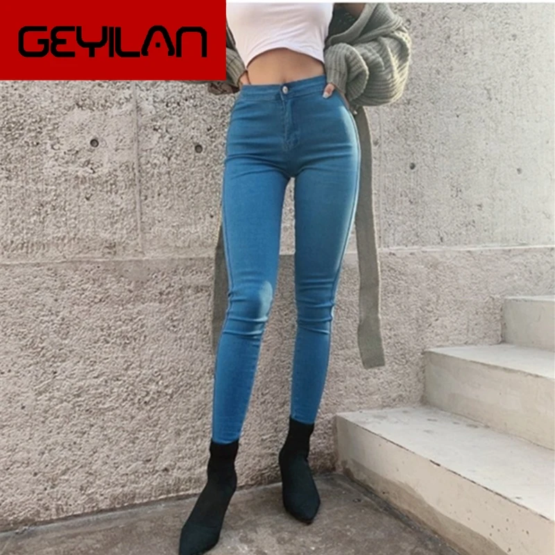 

Spring and summer slim high waist jeans women's tight elastic Street Leggings fashion versatile pencil pants with plush
