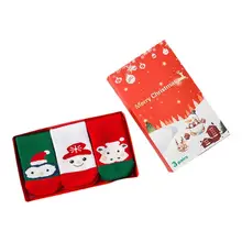 3 пар/кор., детские мягкие хлопковые теплые носки короткие носки с мультяшными рождественскими мотивами, принадлежности для праздников и вечеринок, E65D