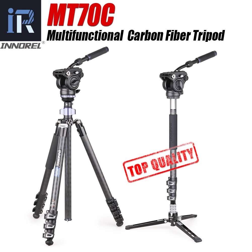 

INNOREL MT70C Carbon Fiber Tripod Monopod Multifunctional Panoramic Professional Kit for Video Digital DSLR Camera Camcorder