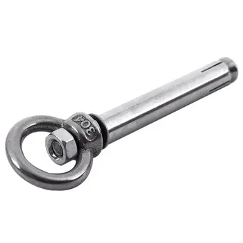 

2Pcs Stainless Steel Raw Style Shield Anchor Eye Bolts M6 x 82mm,Silver