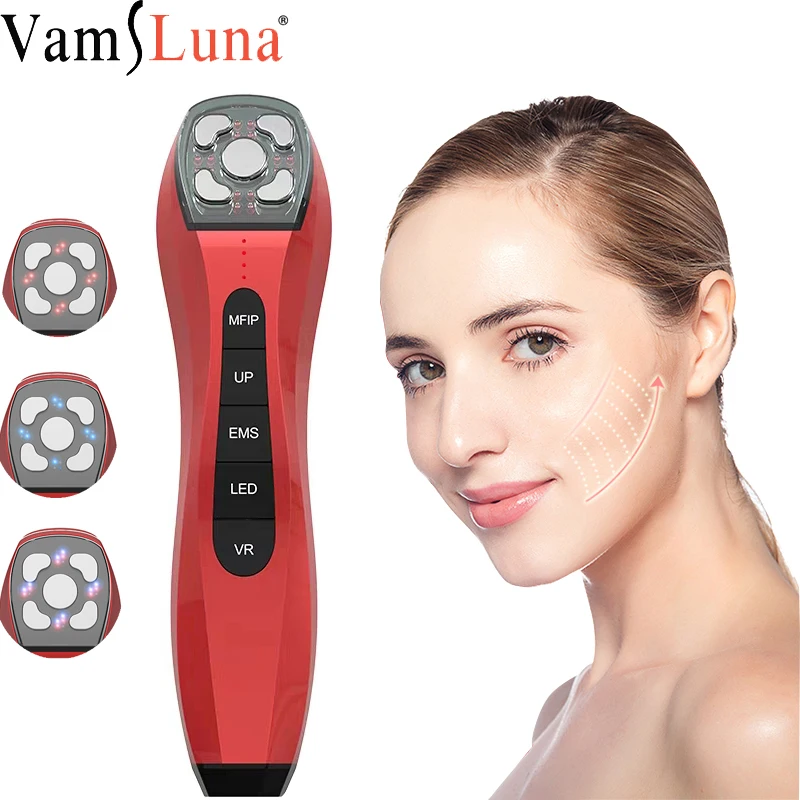  Skin Tightening Machine 5 in 1 Beauty Device EMS with 3 Color Lights for Deep Cleanse MFIP/RF Facia