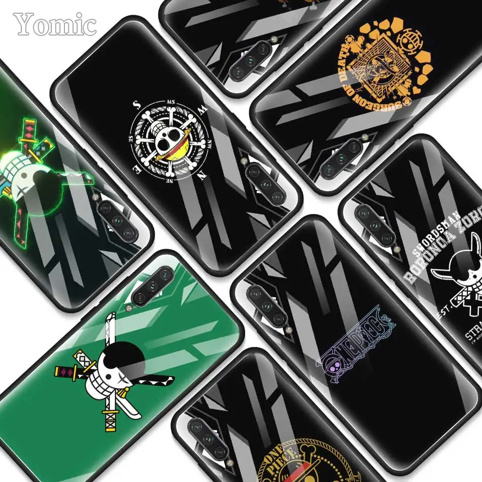 

One Piece Anime logo Tempered Glass Phone Case for Xiaomi A3 Lite Redmi Note 7 6 Pro K20 Pro Redmi 7 Soft Edge Cover