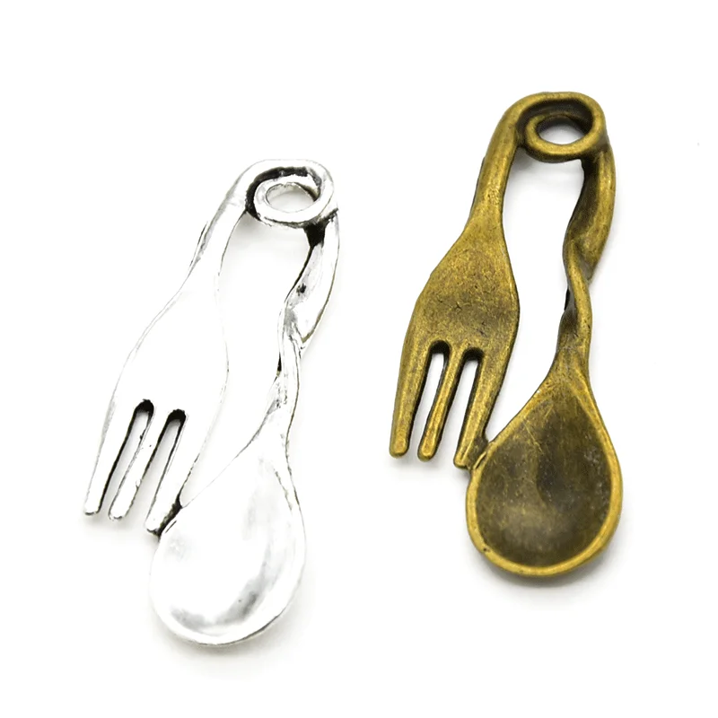 

6Pcs Hot Sell Alloy Metal Spoon Fork Charms Fit DIY Handmade Finding Jewelry Accessories