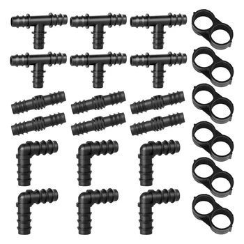 

Drip Irrigation Fittings Kit 1/2 inch Tubing, 24 Piece SetBarbed Connectors and Compatible Drip or Sprinkler Systems