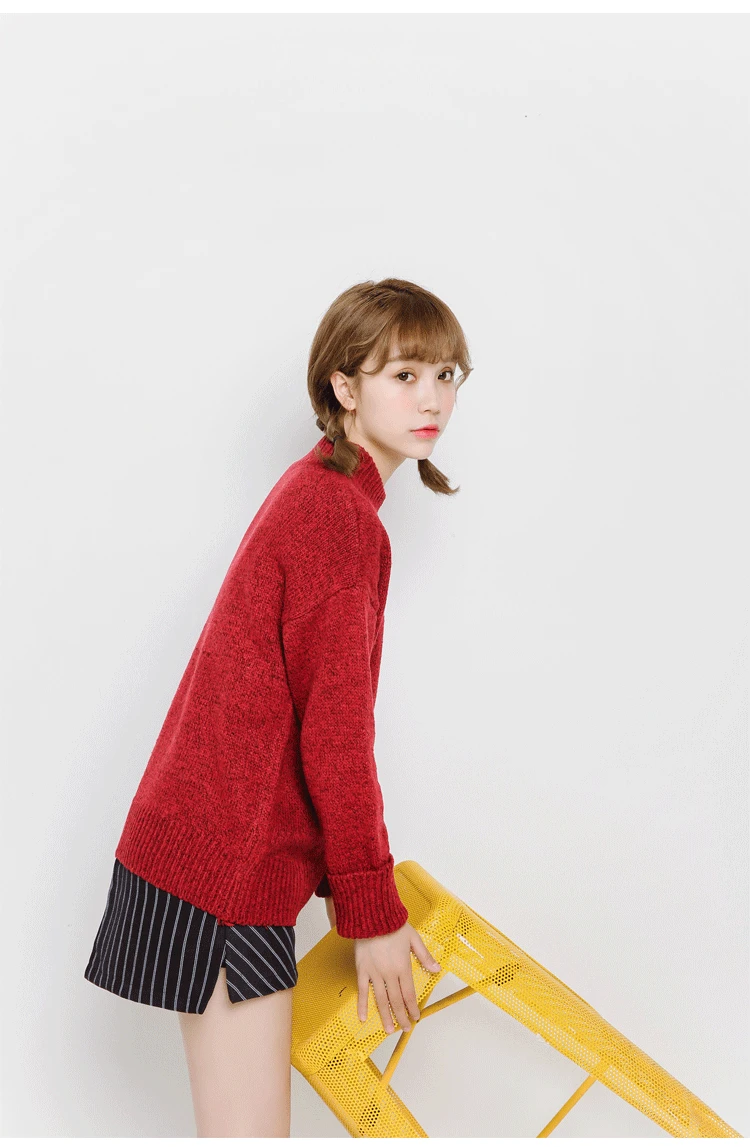 Осенне-зимний женский свитер с длинными рукавами, невысокая горловина, пуловер, новинка, Harajuku, тонкий вязаный Топ, Femme, толстые свитера