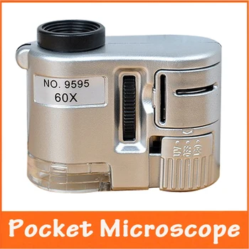 

60X LED Illuminated Pocket Portable Mini Microscope Jewelry Appraisal Magnifier for Electronic Repair Loupe Magnifying Glass