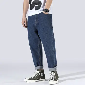 

Japanese Style Fashion Men Jeans Big Size 28-42 Loose Fit Vintage Designer Harem Pants Dark Blue Hip Hop Jeans Men Pencil Pants