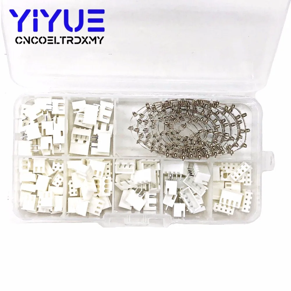 250pcs XH2.54 2p 3p 4 pin 2.54mm Pitch Terminal Kit  Housing  Pin Header JST Connector Wire Connectors Adaptor XH Kits TJC3