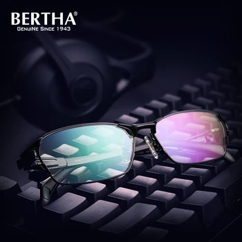 

BERTHA Men Glasses Frame Pure Titanium Ultralight Square Myopia Computer Prescription Eyeglasses Metal Optical Glasses J1190
