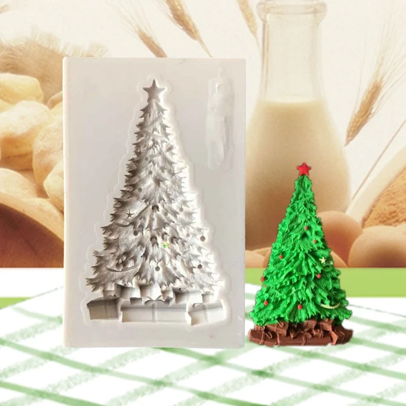 

Christmas Tree Shape 3D Craft Relief Chocolate Confectionery Silicone Mold Fondant Cake Kitchen Decorating DIY Tools Hot Sale
