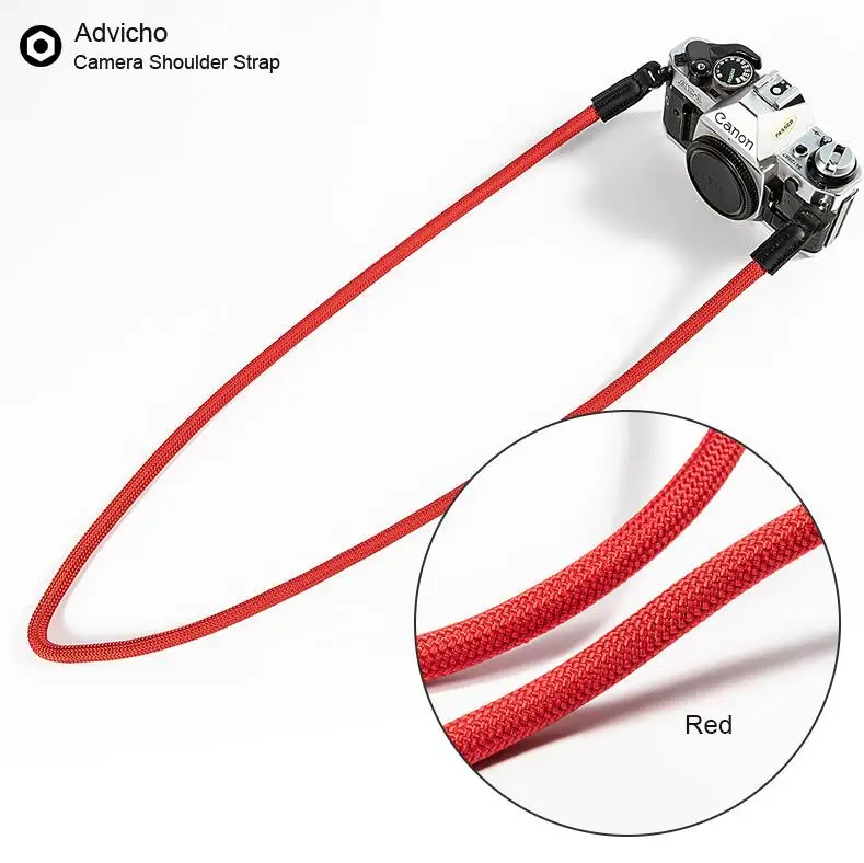 Альпинистская нейлоновая веревочная камера плечевой ремень для Leica Canon Nikon Olympus Pentax sony беззеркальная цифровая камера - Цвет: Red
