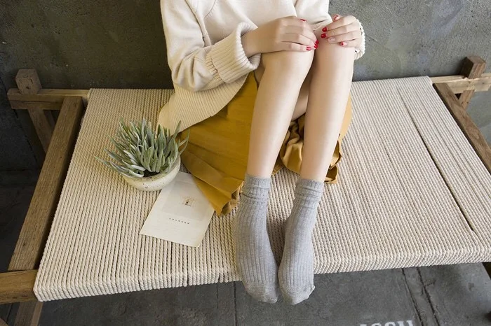 20pairs/set Winter Nladies Socks Solid Color Vertical Ladies Socks Cotton Socks Factory Wholesale Calcetines Invierno Girl
