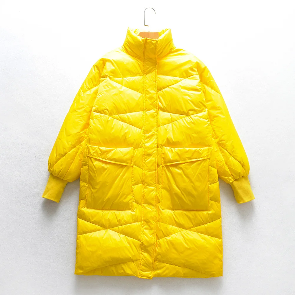 Зимняя куртка размера плюс, стильный пуховик, Зимняя женская Теплая стеганая длинная куртка, Женское пальто, новая ветрозащитная Женская парка - Цвет: Цвет: желтый