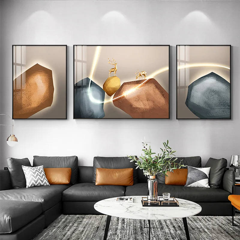 

Abatrct Geometry Combination Stone Interior Nordic Modern Poster Painting Wall Art Canvas Print Living Room Picture Home Decor