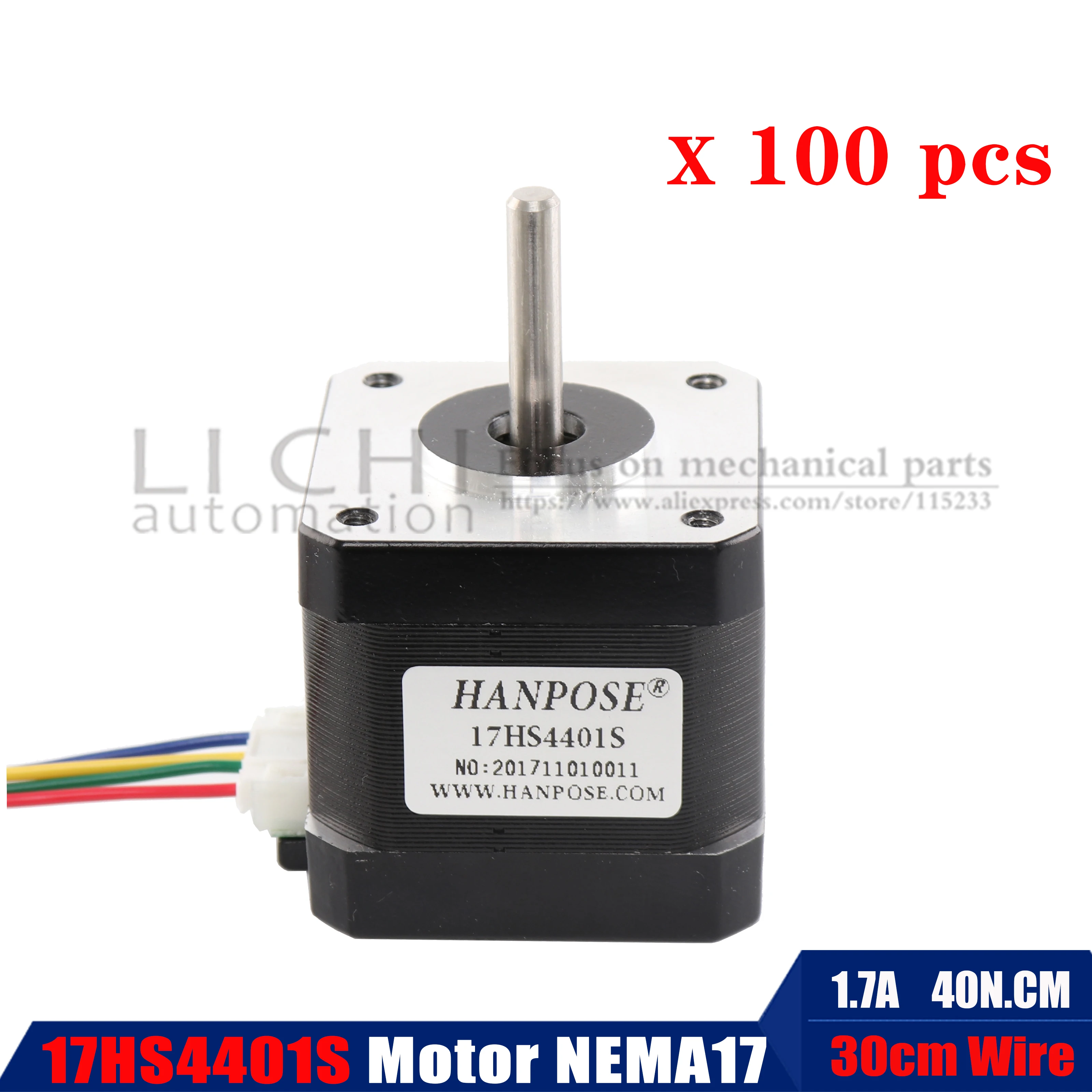 100 шт. шаговый электродвигатель Nema17 40 Н. См для 3D принтера CNC XYZ 17HS4401S 42X40mm 1.7A Nema