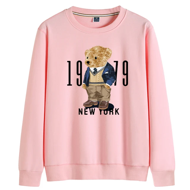 Creative Fashion Gentleman Teddy Bear Sweatshirt Autumn/Winter Thickening Plus-size Men and Women Hoodies Lovers Hoodie S-4XL as photo