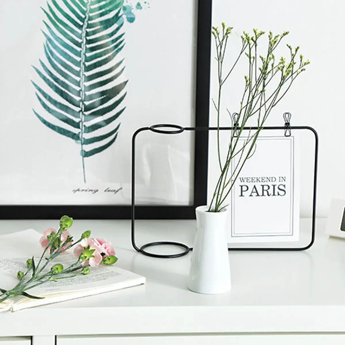 Креативная железная линия цветочный горшок подставка для вазы открытка Клип держатель домашний декор