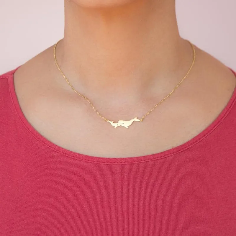 

10 Pcs Marine Jewelry Cute Whale Necklace Stainless Steel Unique MAMA and Baby Statement Necklace Family Gift Wholesale