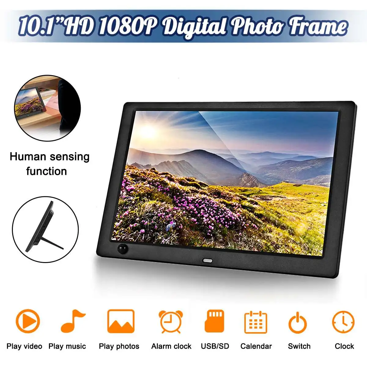

10.1 Inch HD Digital Photo Frame LED Screen Electronic Picture Album Music Movie with Human Sensing Function 1080P