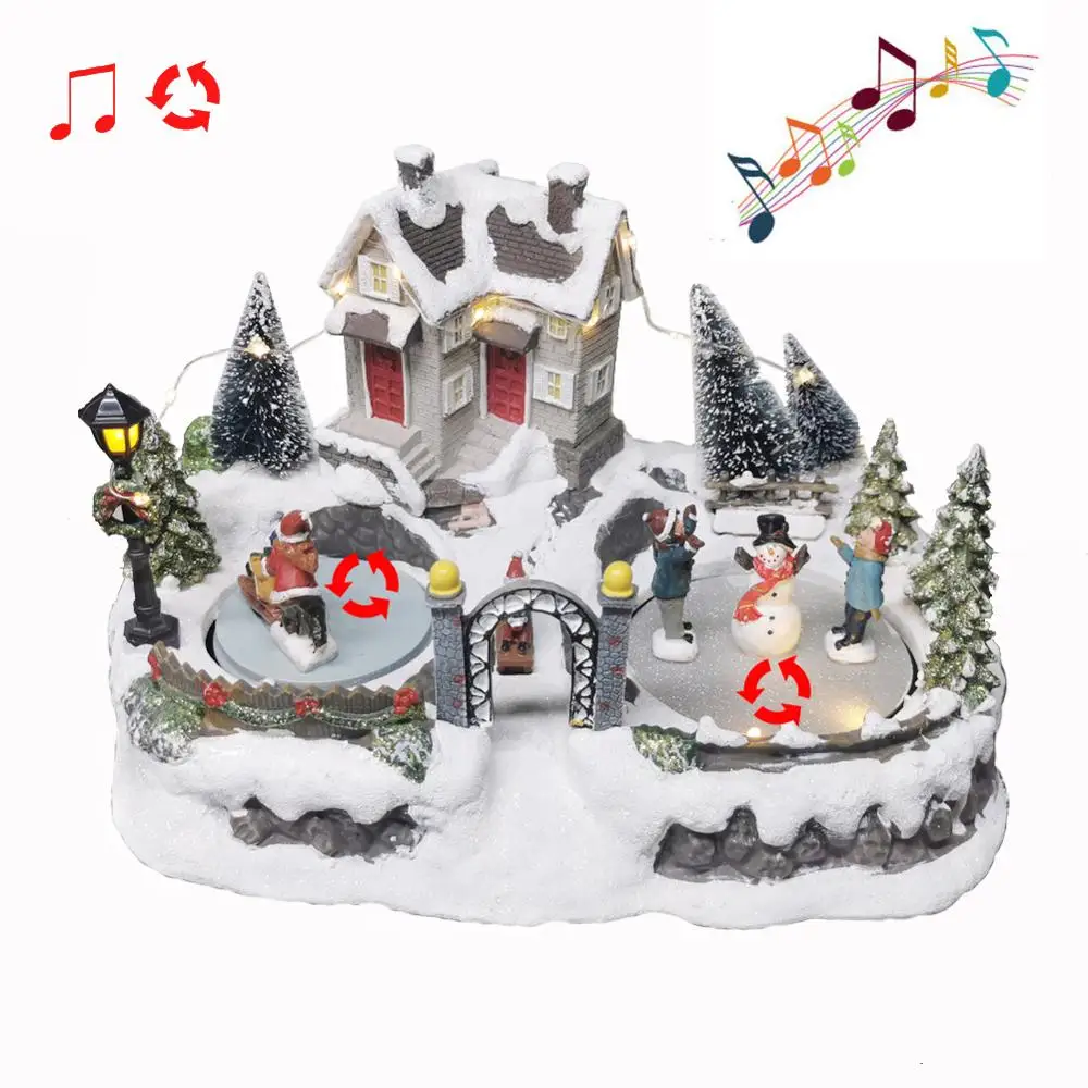 bemanning pellet Opvoeding Groothandel Kerst Dorpshuis Scène 2 Rolling Beeldjes Met Led Licht En  Muziek Batterij Bediend En Usb|Feest bedankjes| - AliExpress