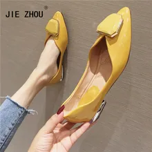 Женские туфли из лакированной кожи на плоской подошве; женские водонепроницаемые Мокасины с металлическим дизайном; туфли на плоской подошве Весна Осень; женские повседневные туфли на плоской подошве с острым носком; zapatos mujer