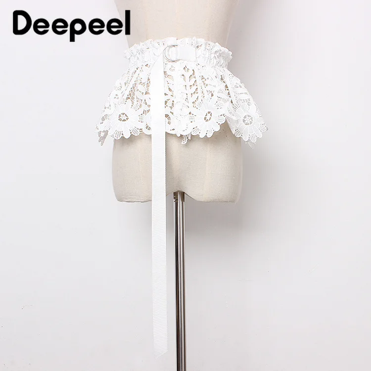 Deepeel 1 шт., 20 см* 60 см, женский полый винтажный пояс, цветочный кружевной эластичный широкий пояс, регулируемый пояс с металлической пряжкой CB614
