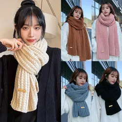 Women's Scarf Winter Korean Version of The New Autumn and Winter  Knitted Wool Scarf Simple Couple Thick Crochet Soft Shawl Wrap