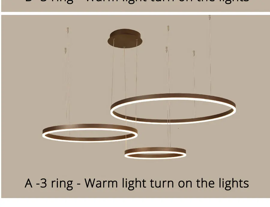 Современные подвесные светильники для гостиной фойе номер 1/2/3 кольца круг акрил алюминиевый корпус светодиодный подвесной светильник светильники домашнего