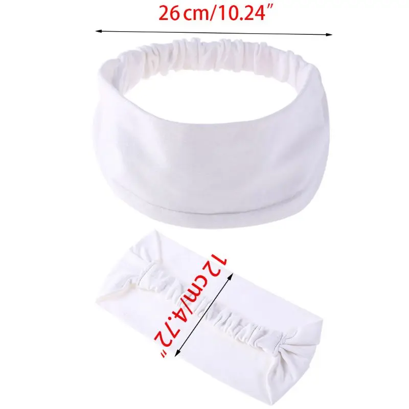 Women Men Multifunction White Cotton Headband Non-Slip Elastic Sports Sweatband Moisture Wicking Workout Yoga Hairband Bandana