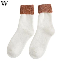 Womail/женские зимние теплые модные утепленные махровые носки без пятки разных цветов