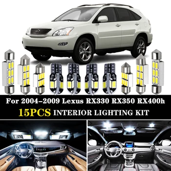 

15X Premium Canbus Xenon White LED Lights Interior Package For 2004-2009 Lexus RX330 RX350 RX400h led interior lights Kit Tool