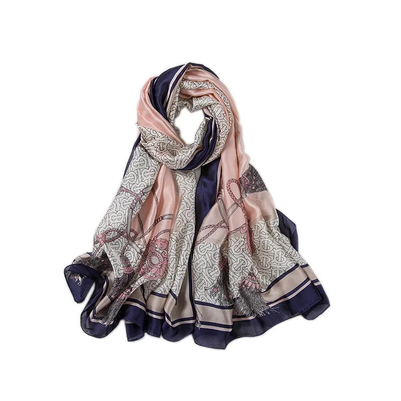 Women Luxury Floral Pattern Soft Satin Scarf Sunscreen 180*90 CM Shawls And Wraps Female Cover Up Beach Big Scarves Muslim Hijab |