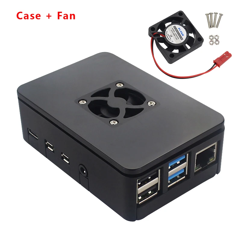 Черный Raspberry Pi 4 Модель B ABS корпус черный пластиковый корпус с охлаждающим вентилятором кулер для Raspberry Pi 4B - Цвет: Черный