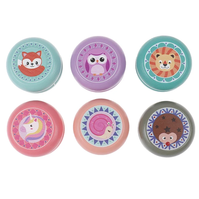 Children Yoyo Ball Cute Animal Prints Wooden Yoyo Toys Fox Owl Hedgehog Snails Toys Kids Yo-Yo Creative Yo Yo Toys For Children 6