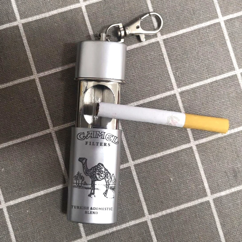Personalized Sealed Metal Portable Ashtray With Lid Keychain Storage Men's Pocket Gadget