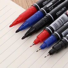 1pcs High quality Waterproof permanent dual tip 0.5/1.0 mm Nib Black blue red Art Marker Pens Student school office stationery