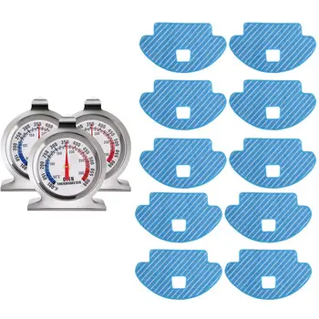 

3pcs Stainless Steel Thermometer Kitchen Cooking Thermometer & 10Pcs Mop Pads Compatible for Ecovacs Deebot Ozmo 930