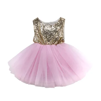 

Cute Princess Kids Baby Girl Dress Flower Wedding Dress Sleeveless Sequins Party Birthday Baptism Dress For Girl Summer Dresses