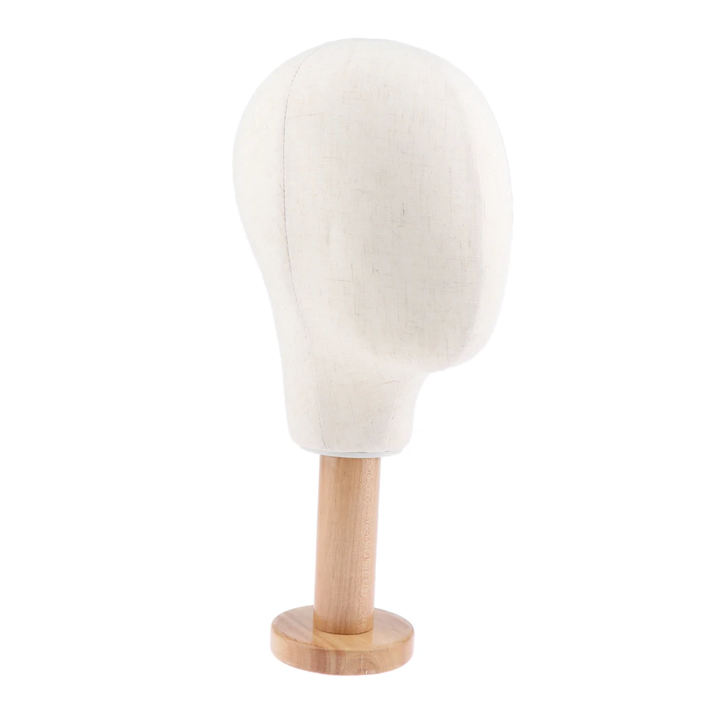 21'' Mannequin Head Wig Making Head Canvas Head Wig Hat Glasses Display With Wooden Detachable Stand