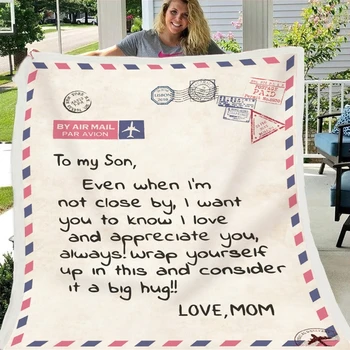 

Fleece Blanket to My Daughter Son Wife Letter Printed Quilts Air Mail Blankets